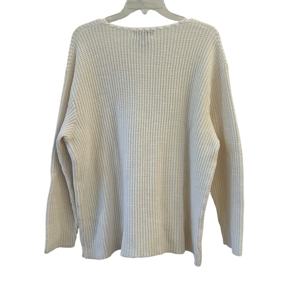 Authentic St. John's Bay Cotton 1X Off-White Knit Pullover Fall Sweater - Picture 3 of 7